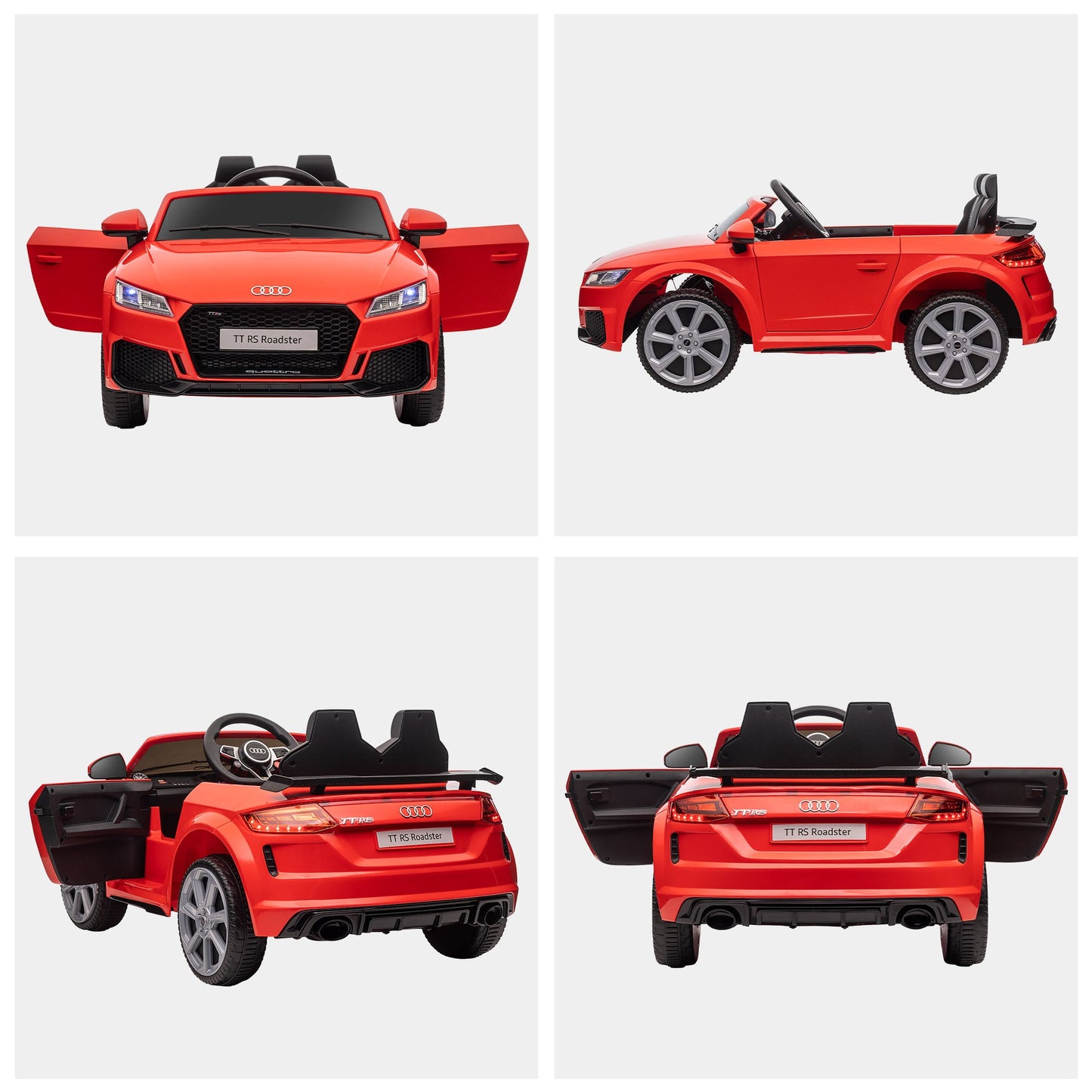 Kids Licensed Audi TT Ride-On Car 12V Battery w/ Remote Suspension Headlights and MP3 Player 2.5-5km/h Red