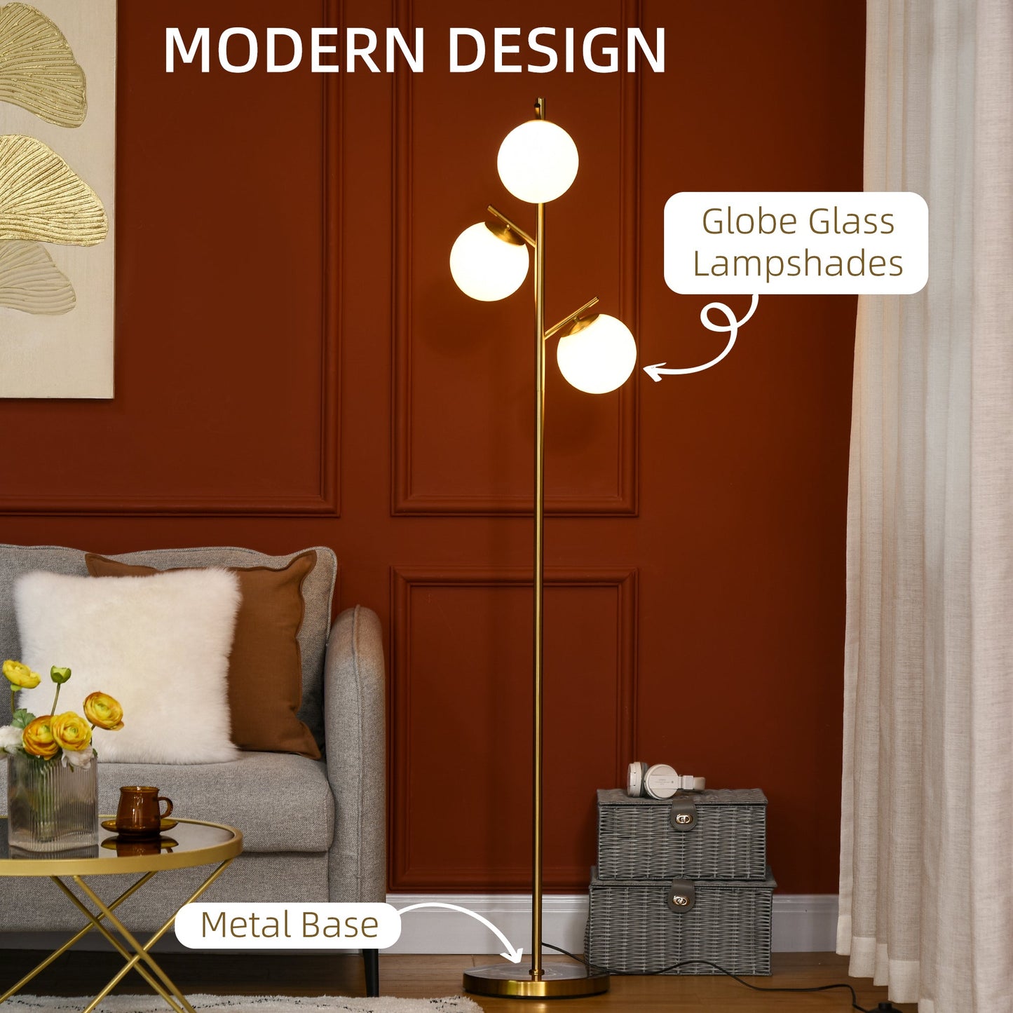 3-Light Tree Floor Lamps for Living Room