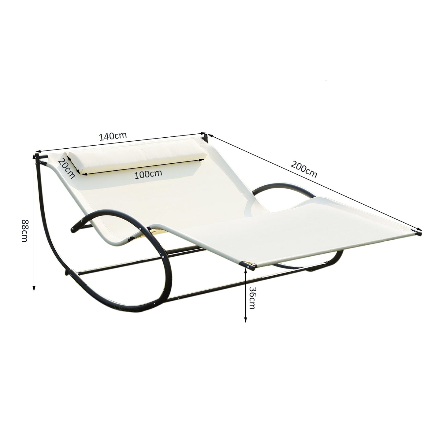 Double Hammock Chair Sun Lounger Outdoor Patio Garden Swing Rock Seat Cream White