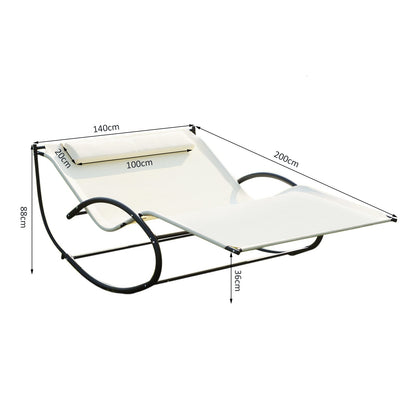 Double Hammock Chair Sun Lounger Outdoor Patio Garden Swing Rock Seat Cream White