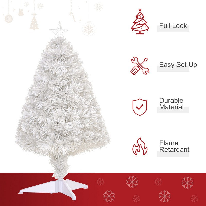 2.5FT Prelit Artificial Tabletop Christmas Tree with Fibre Optics Holiday Home Xmas Decoration for Table and Desk