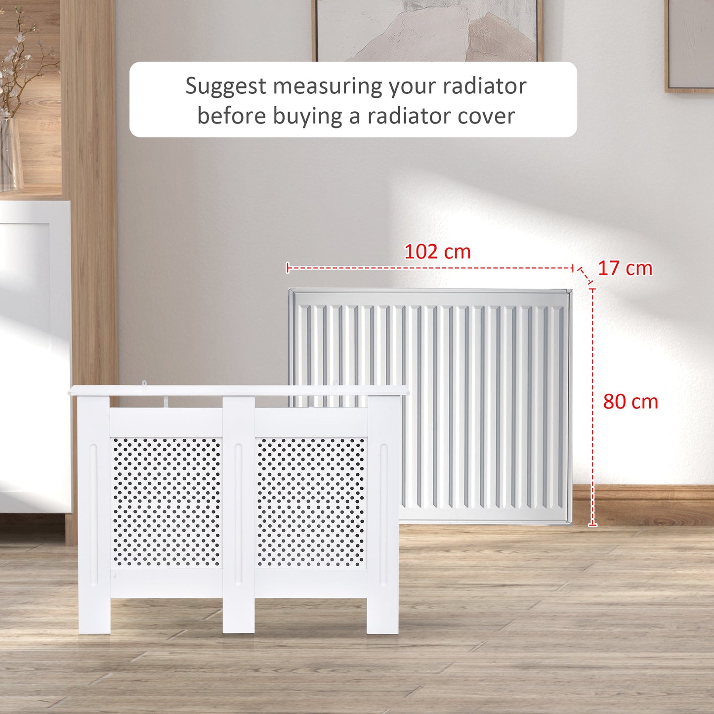 Wooden Radiator Cover Heating Cabinet Modern Home Furniture Grill Style White Painted Medium