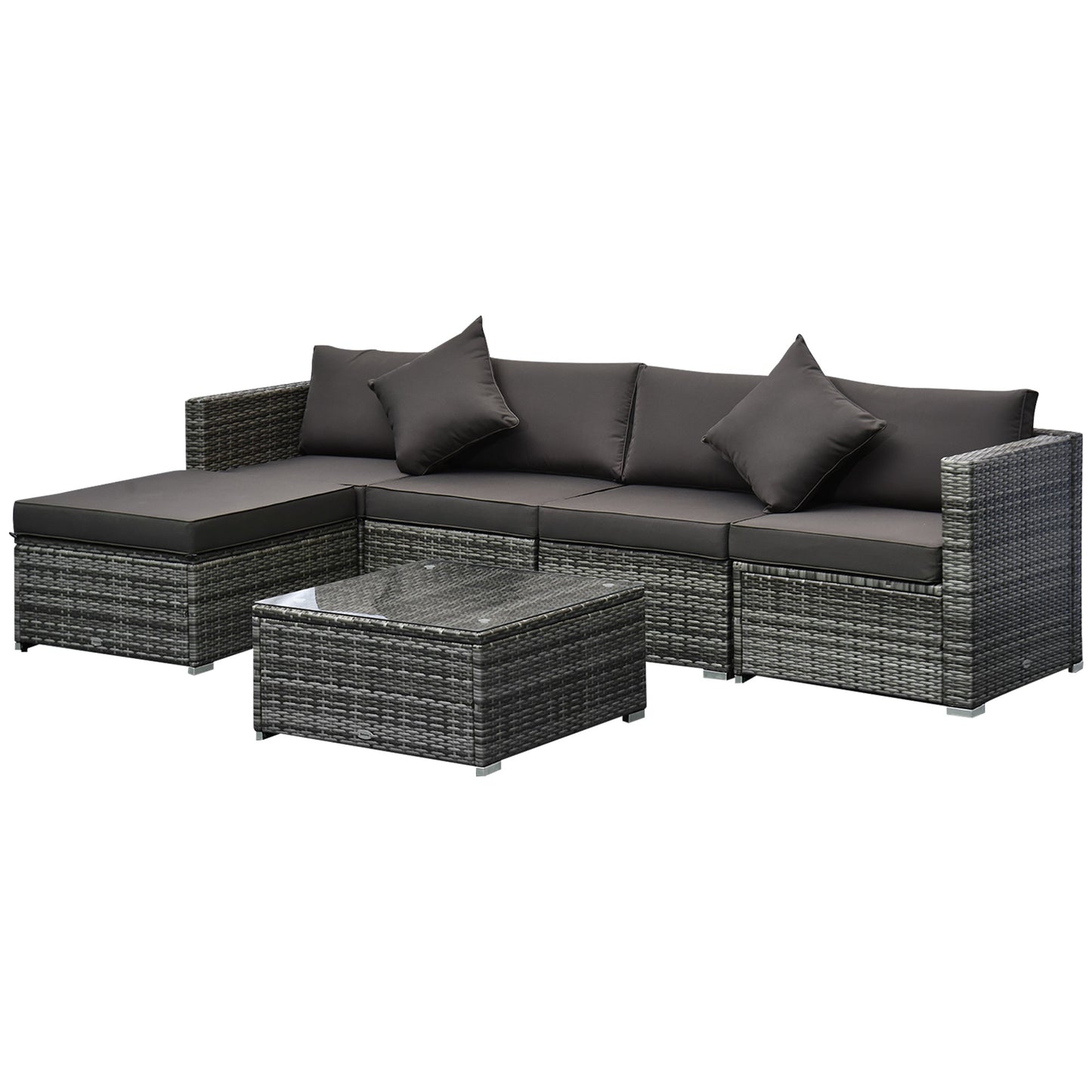 6-Pieces Outdoor Rattan Corner Sofa Set