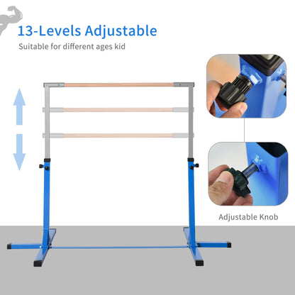 Height Adjustable Gymnastics Horizontal Bar For Kids Home Gym Training Children Junior Kip High Bar Fitness Blue