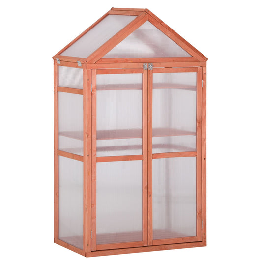 80 x 47 x 138cm Garden Cold Frame Polycarbonate Greenhouse with Adjustable Shelves