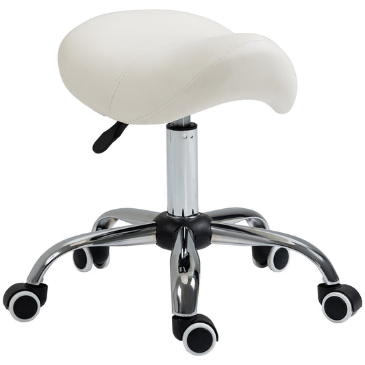 Cosmetic Stool 360° Rotate Height Adjustable Salon Massage Spa Chair Hydraulic Rolling Faux Leather Saddle Stool