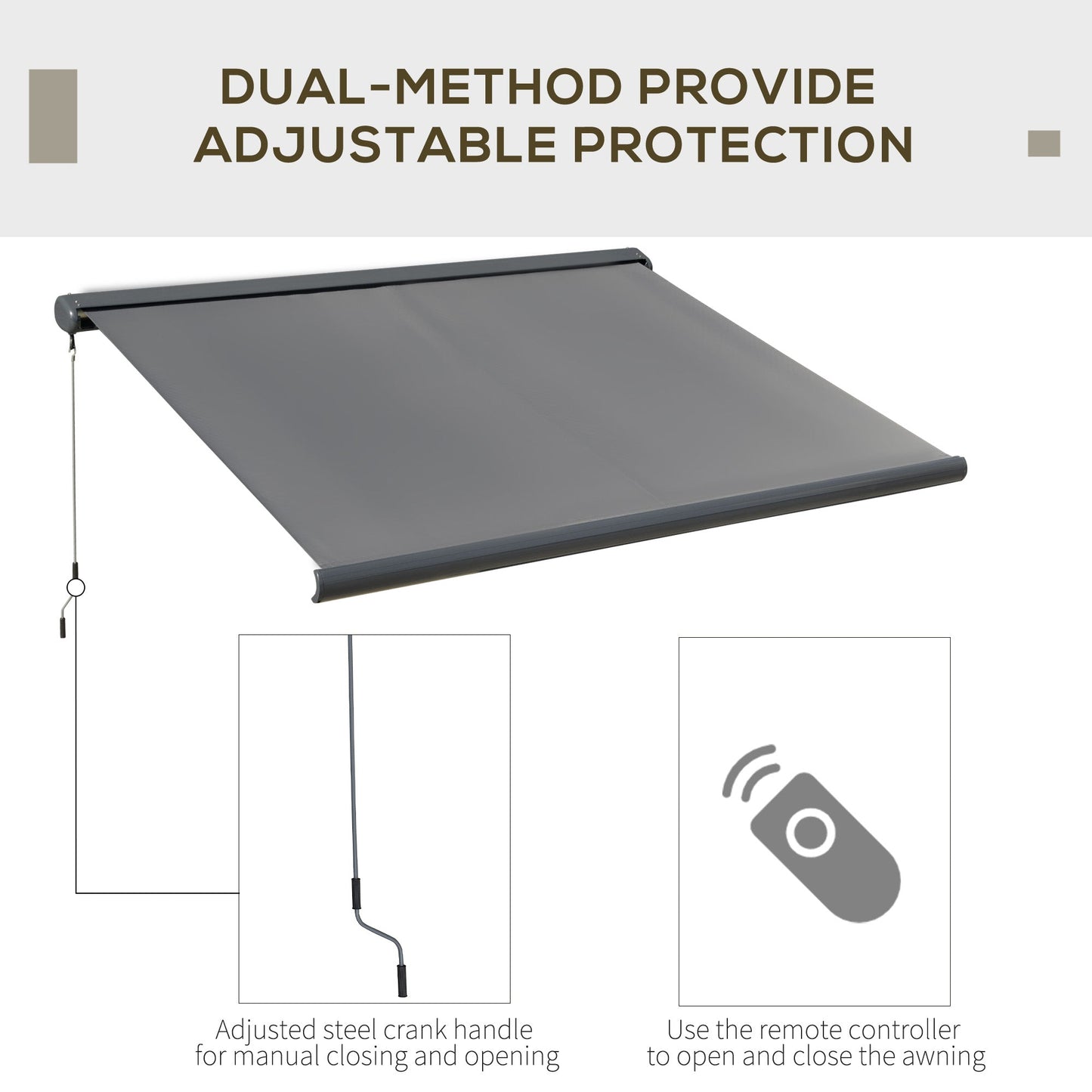 Cassette Electric Manual Awning Door Window Retractable Canopy w/ R/C