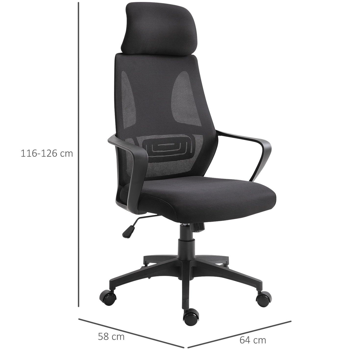 Vinsetto Mesh Ergonomic Home Office Chair w/ Headrest