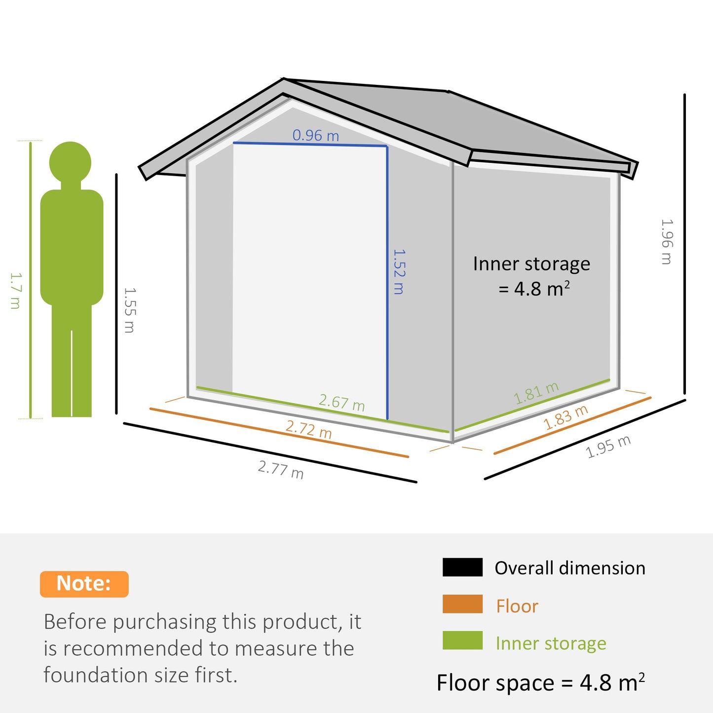 Galvanised 9 x 6' Double Door Apex Garden Shed With Ventilation Steel Grey by Steadfast