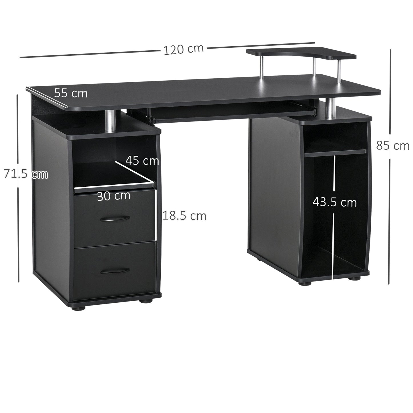 Computer Desk Office PC Table Workstation with Keyboard Tray