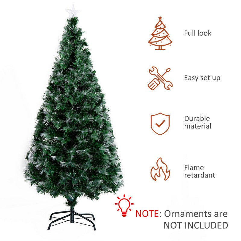 5FT Tall Artificial Tree Fiber Optic Colorful LED Pre-Lit Holiday Home Christmas Decoration with Flash Mode