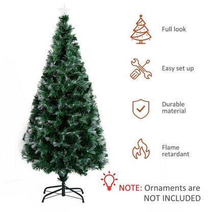 5FT Tall Artificial Tree Fiber Optic Colorful LED Pre-Lit Holiday Home Christmas Decoration with Flash Mode