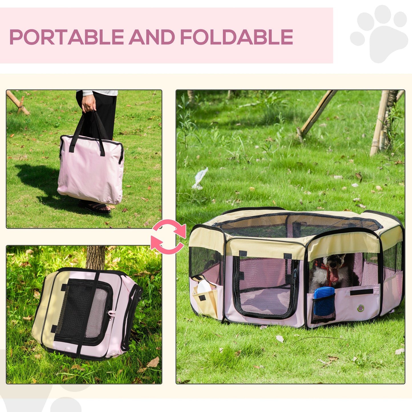 PawHut Fabric Folding Dog Pens Pet Puppy PlayPen