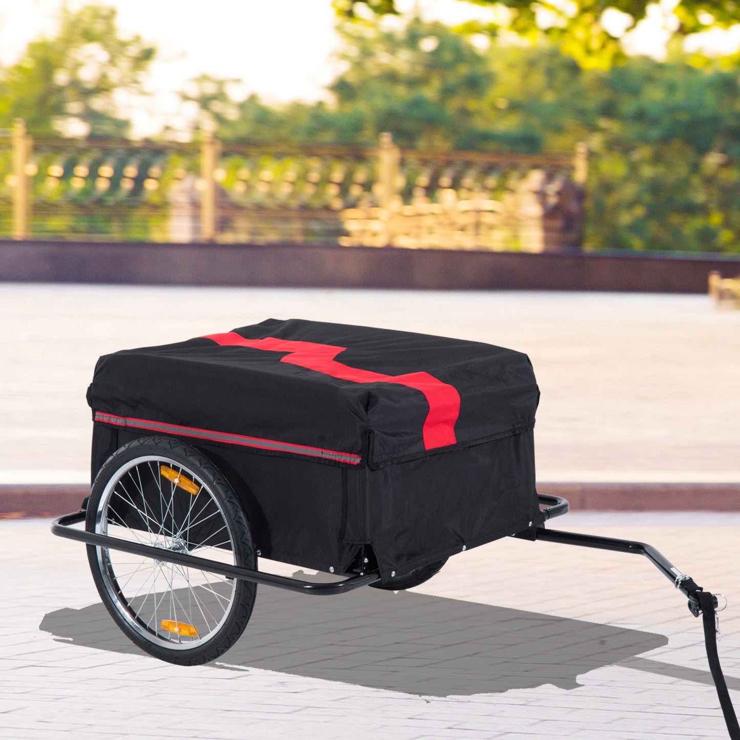 Bike Cargo Trailer W/Removable Cover-Red/Black