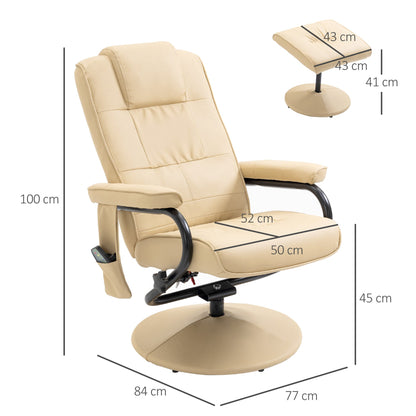 Manual Sofa Reclining Armchair PU Leather Massage Recliner Chair and Ottoman