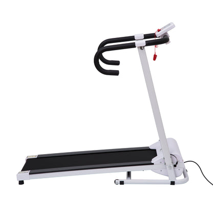 Steel Folding Motorized Home Treadmill w/ LCD Monitor White