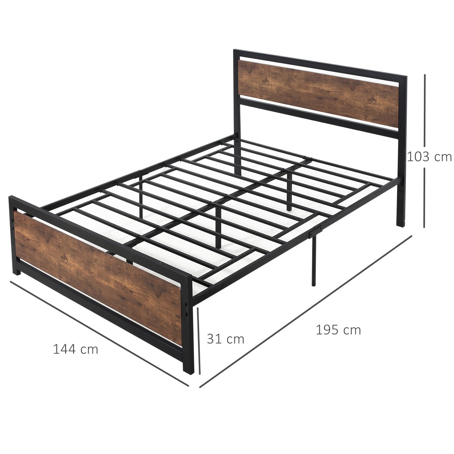 Full Bed Frame Twin Size Metal Bed w/ Headboard