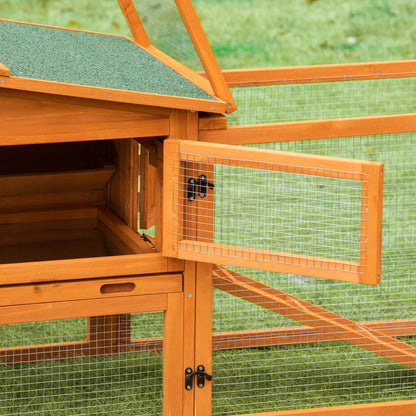 PawHut Rabbit Hutch and Run Outdoor Bunny Cage Wooden Guinea Pig Hide House with Sliding Tray