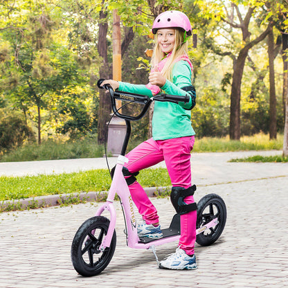 Homcom Teen Push Scooter Kids Children Stunt Scooter Bike Bicycle Ride On 12" Eva Tyres Pink