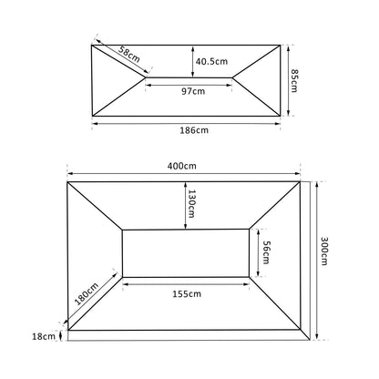 3x4m Gazebo Replacement Roof Canopy 2 Tier Top UV Cover Garden Patio Outdoor Sun Awning Shelters Cream TOP COVER ONLY