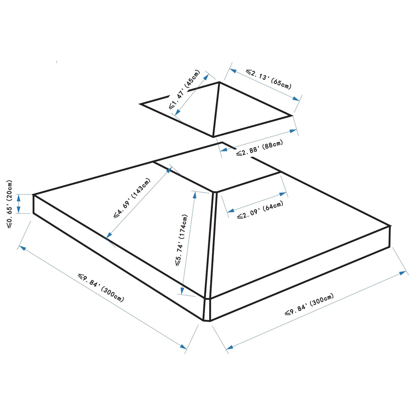 Gazebo Replacement Canopy 3x3 m-Rusty Red