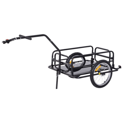 Bike Cargo Trailer Bicycle Cargo Storage Cart w/ Hitch Cycling Camping Luggage Storage Carrier Transport Steel Black