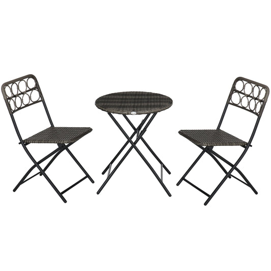 3-Piece Rattan Wicker Bistro Set with Easy Folding