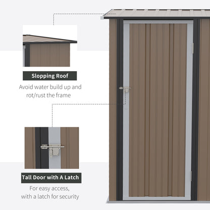 Galvanised 5 x 3' Single Door Pent Garden Store Lockable Steel Brown by Steadfast