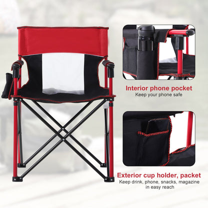 Folding Fishing Camping Chair Portable Picnic Armchair Director Seat Oxford Metal Frame with Cup Holder