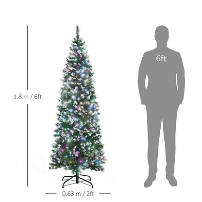 6FT Tall Prelit Pencil Slim Artificial Christmas Tree with Realistic Branches