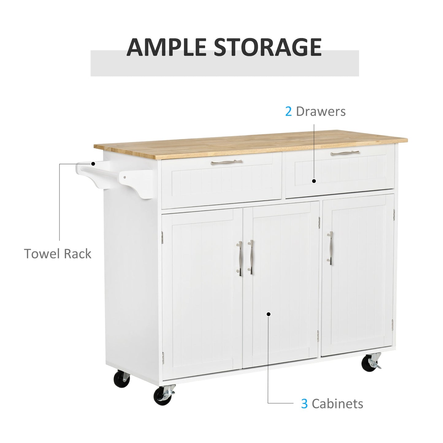 Homcom Kitchen Island Utility Cart