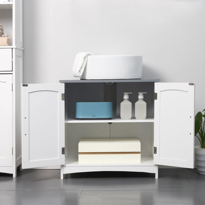 kleankin Pedestal Under Sink Cabinet with Double Doors