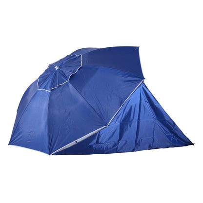 UV Protection Fishing Beach Umbrella Brolly Shelter /w Side Panel Tent Blue