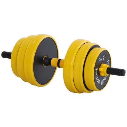 Homcom 25KG Dumbbell & Barbell Adjustable Set Plate Bar Clamp Rod Home Gym Sports Area Exercise Ergonomic