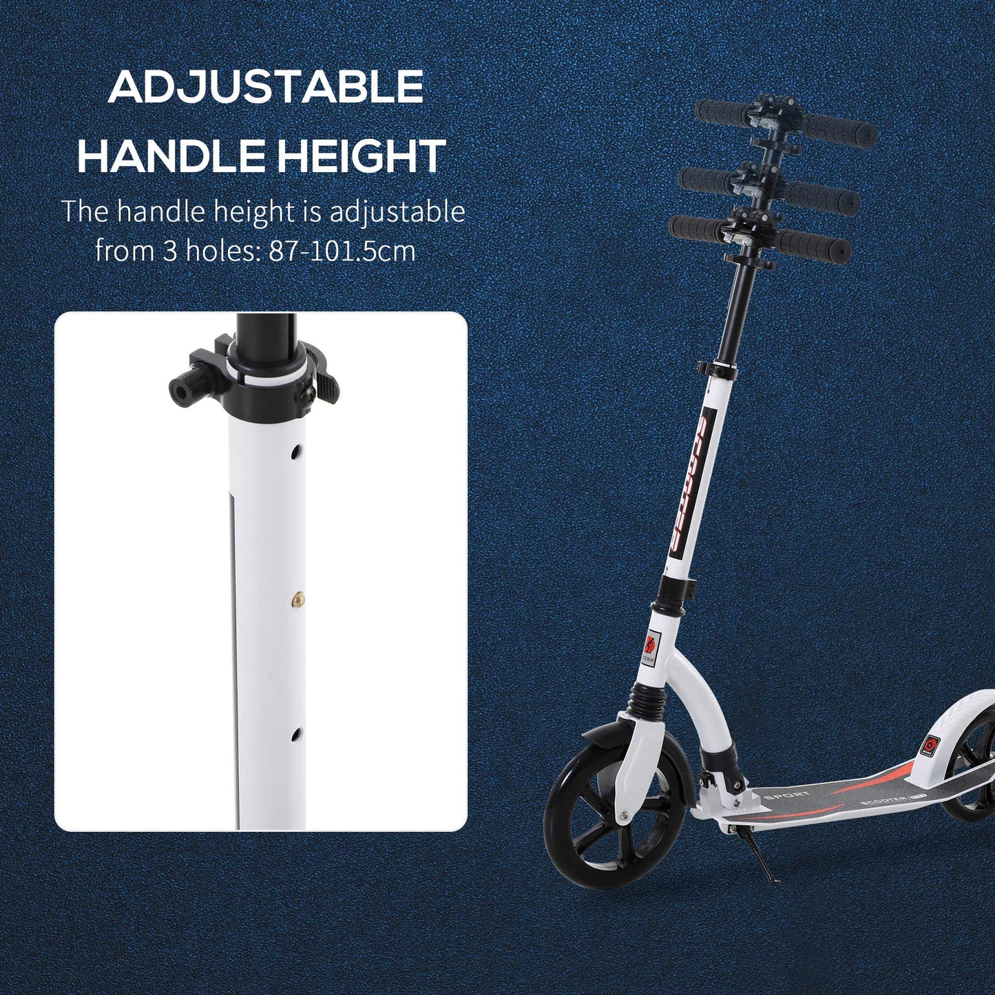 Teen/Adults Aluminium Folding Kick Scooter w/ Shock Mitigation System White