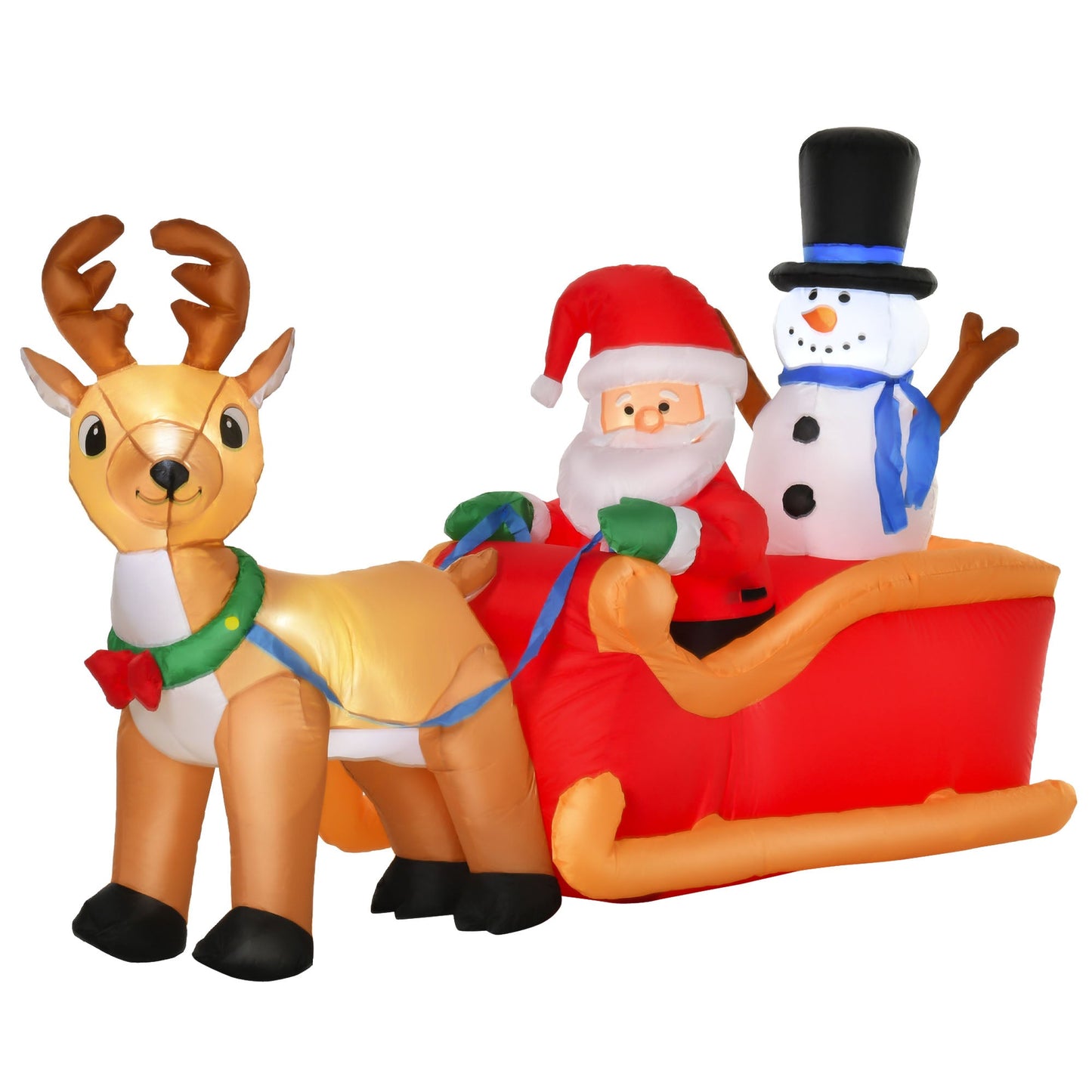 4ft Christmas Inflatable Santa Claus on Sleigh Deer