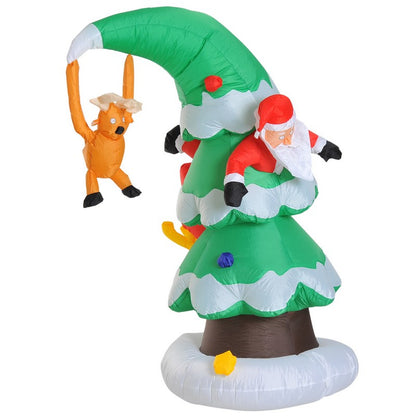 7Ft Inflatable Christmas Tree W/ Santa Decoration