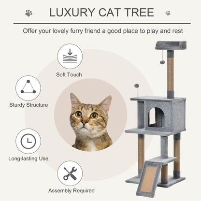 PawHut Cat Tree Tower Climbing Kitten Activity Center with Jute Scratching Post