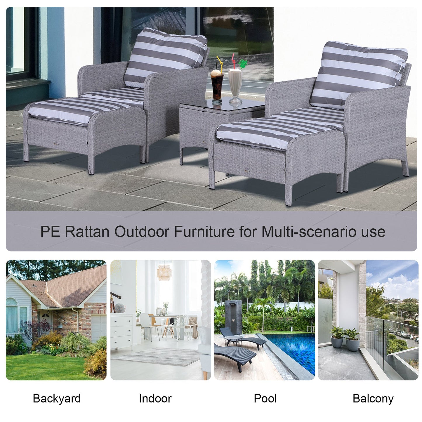 5-Piece Pe Rattan Garden Furniture Set