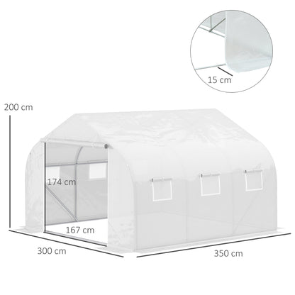 Walk-In Polytunnel Greenhouse Warm House Garden Tunnel Shelter Plant Shed with Door and Windows