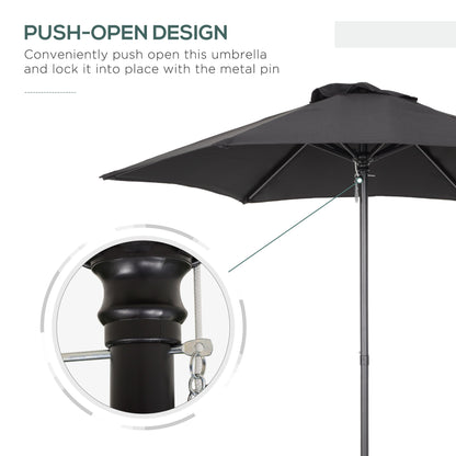 2m Aluminium Pole Garden Parasol - Black