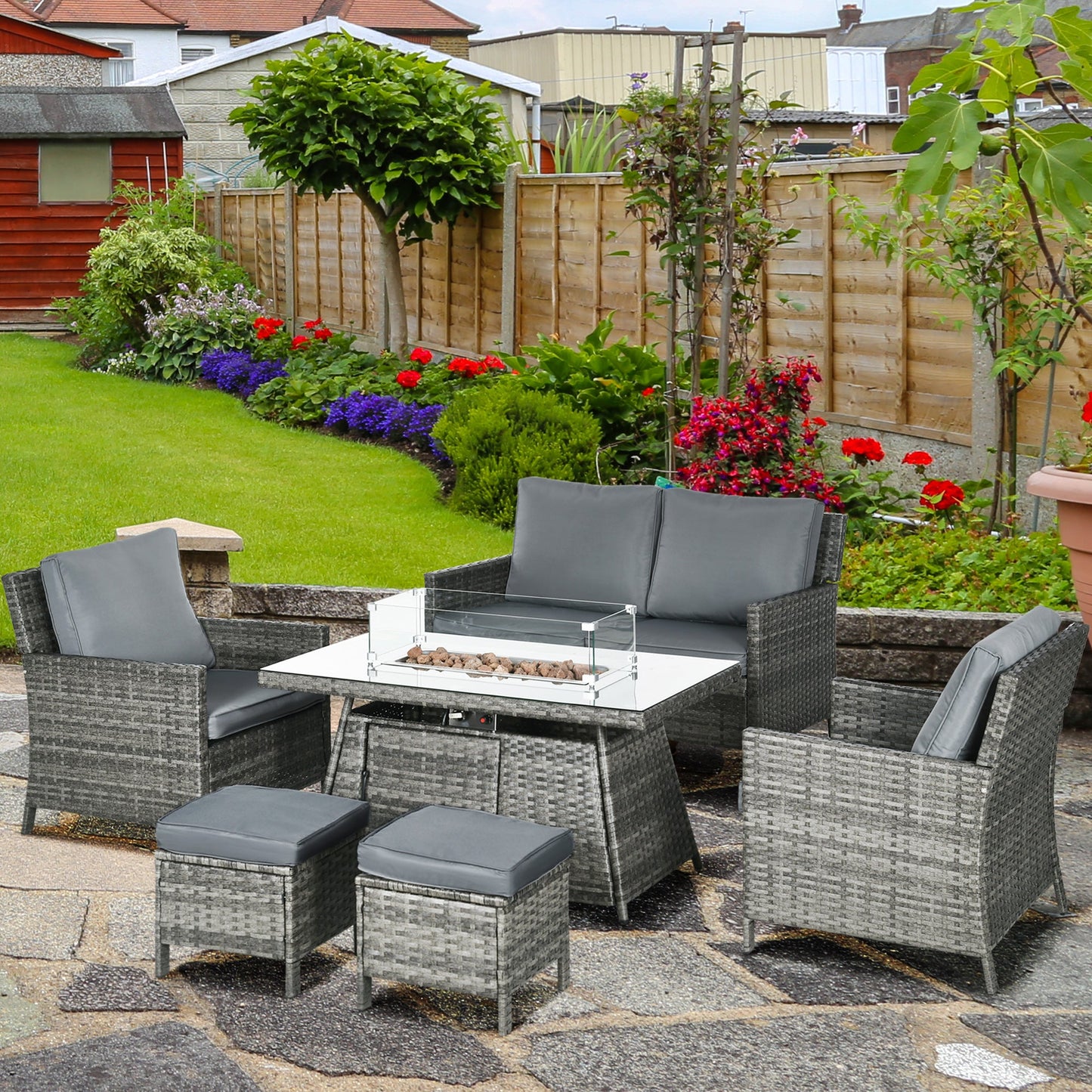 6 Seater Rattan Garden Furniture Set