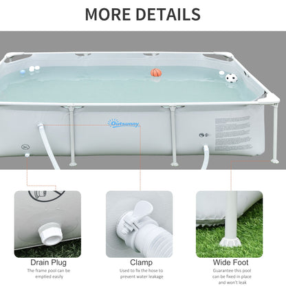 Steel Frame Swimming Pool w/ Filter Pump and Reinforced Sidewalls Rust Resistant