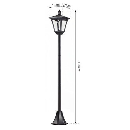 Outdoor Garden Solar Post Lamp Sensor Dimmable LED Lantern Bollard Pathway 1.6M Tall – Black