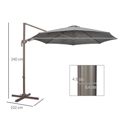 Outsunny 3(M) Cantilever Parasol 360 Rotation Roma Umbrella Hanging Sun Shade With Aluminium Frame