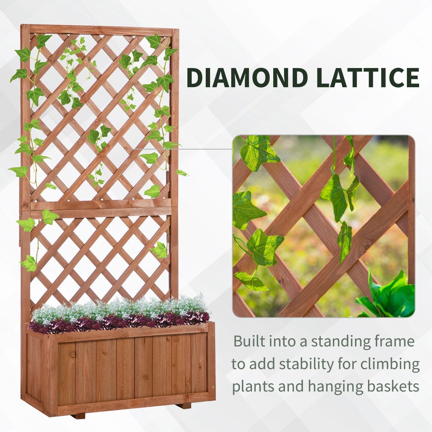 Wooden Gardening Display Flower Planter Stand Trellis Shelf