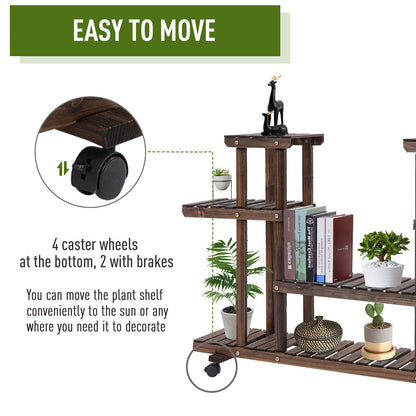 4-Tier Plant Stand with Wheels and Brakes