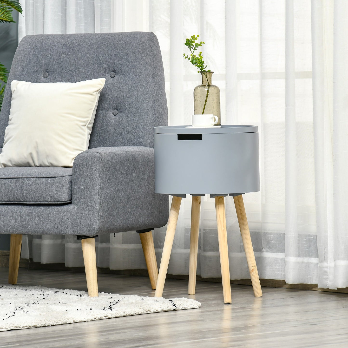 Modern Side Table with Hidden Storage Space