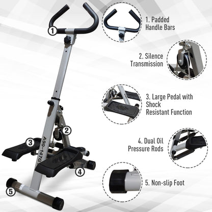 Stepper w/ Handle Hand Grip Workout Fitness Machine For Fitness Aerobic Exercise Home Gym Grey