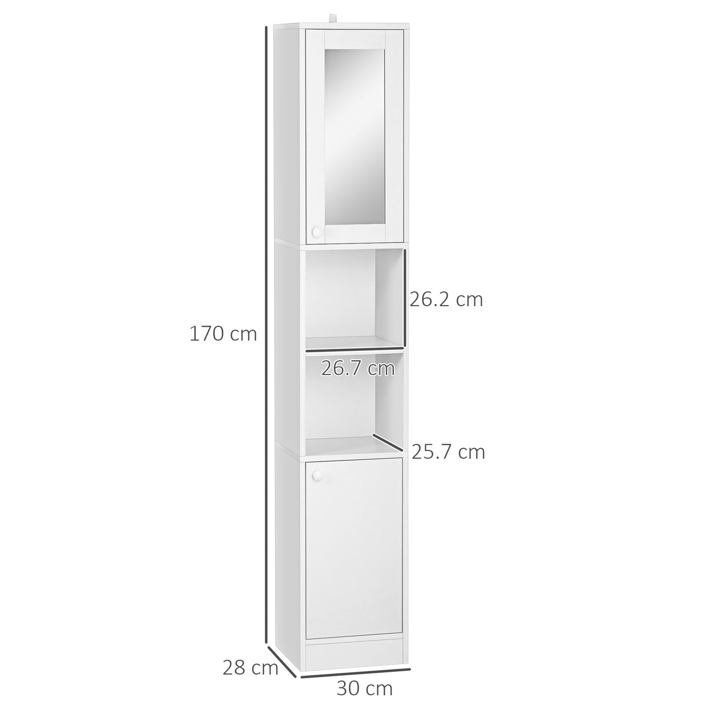 kleankin Tall Bathroom Storage Cabinet with Mirror